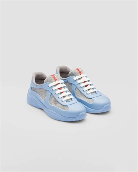 Light Blue Prada America's Cup Biker Fabric Sneakers 